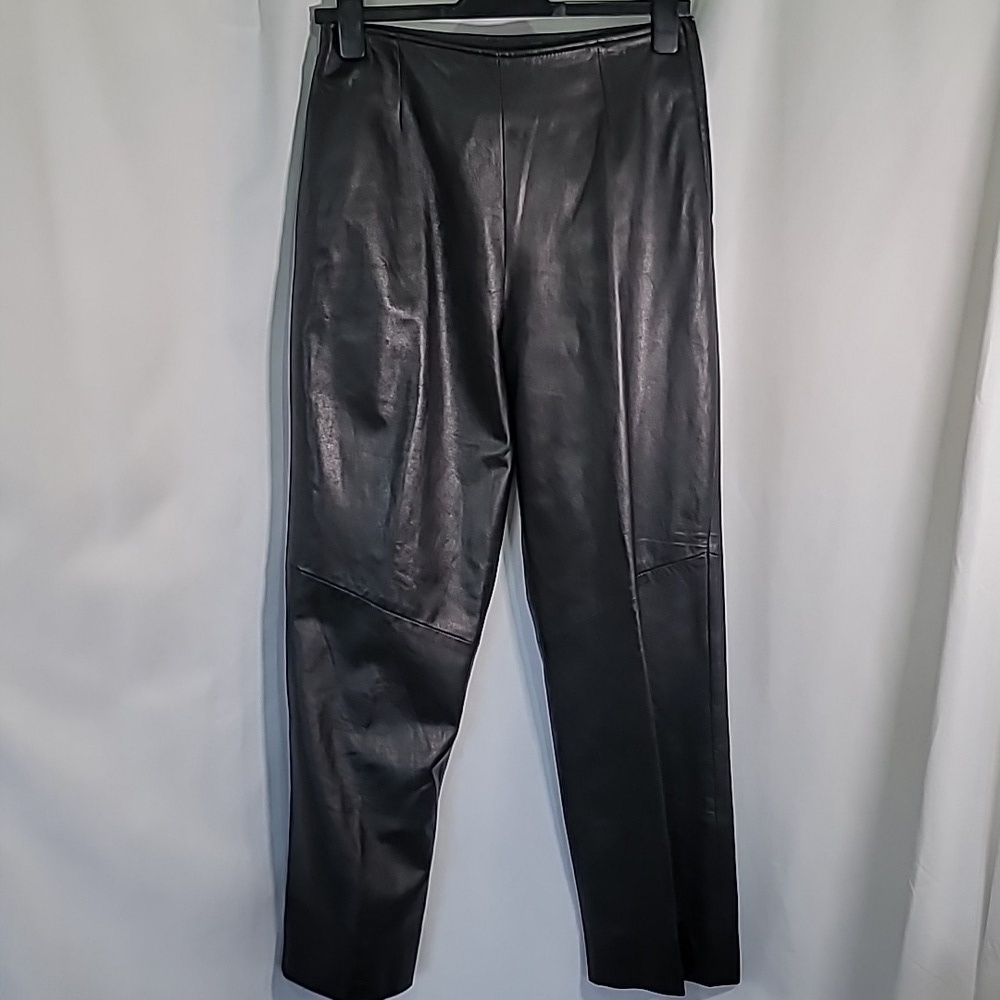 DANIER 100% Leather Genuine Straight Leg High Rise Waisted Pants Trousers 90s